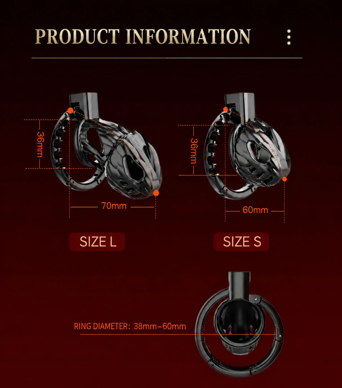 Fantasy Dragon Head Chastity Cage – Adjustable Ring Male Chastity Device