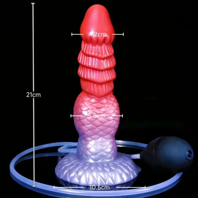 Fake Cum Fantasy Drakes Dick Buttplug – Blood-Red Scaled Spiral Silicone Sex Toys
