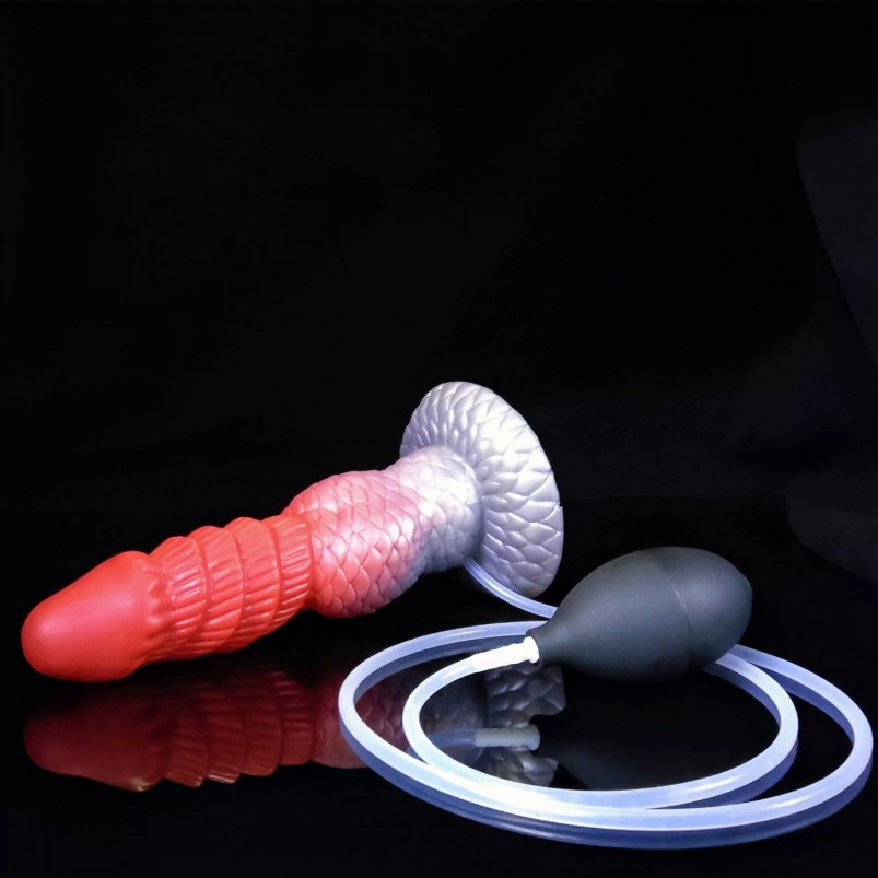 Fake Cum Fantasy Drakes Dick Buttplug – Blood-Red Scaled Spiral Silicone Sex Toys