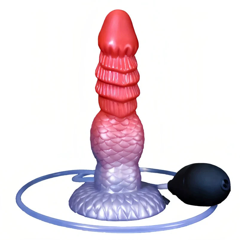Fake Cum Fantasy Drakes Dick Buttplug – Blood-Red Scaled Spiral Silicone Sex Toys