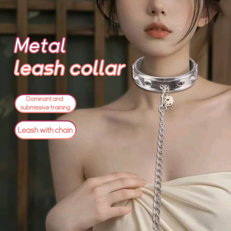 SM Stainless Steel Metal Traction Collar – Conquest Domination and Submission Bondage Set