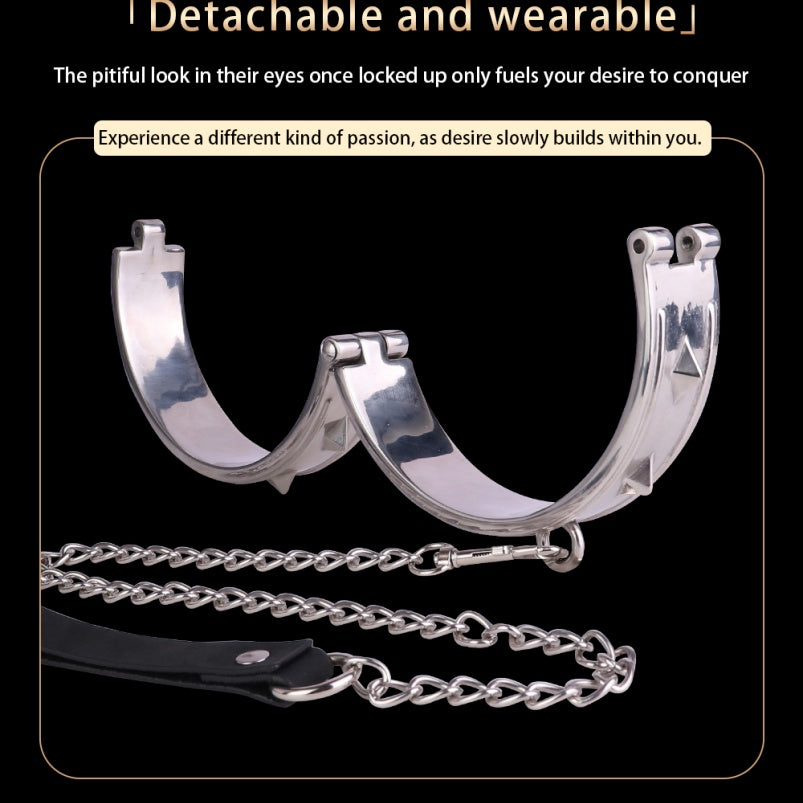 SM Stainless Steel Metal Traction Collar – Conquest Domination and Submission Bondage Set