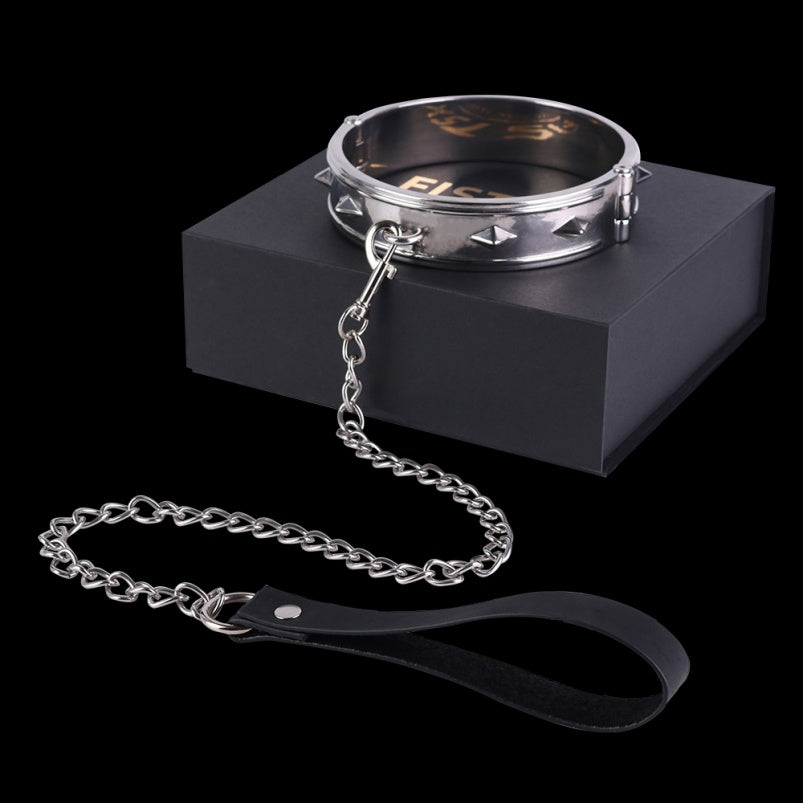 SM Stainless Steel Metal Traction Collar – Conquest Domination and Submission Bondage Set