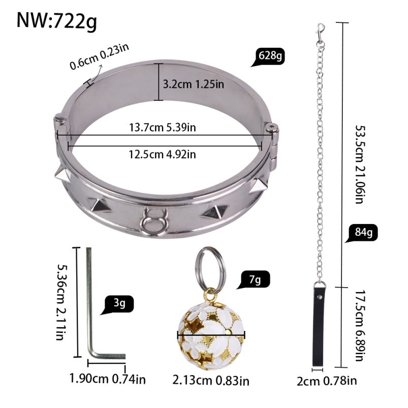 SM Stainless Steel Metal Traction Collar – Conquest Domination and Submission Bondage Set