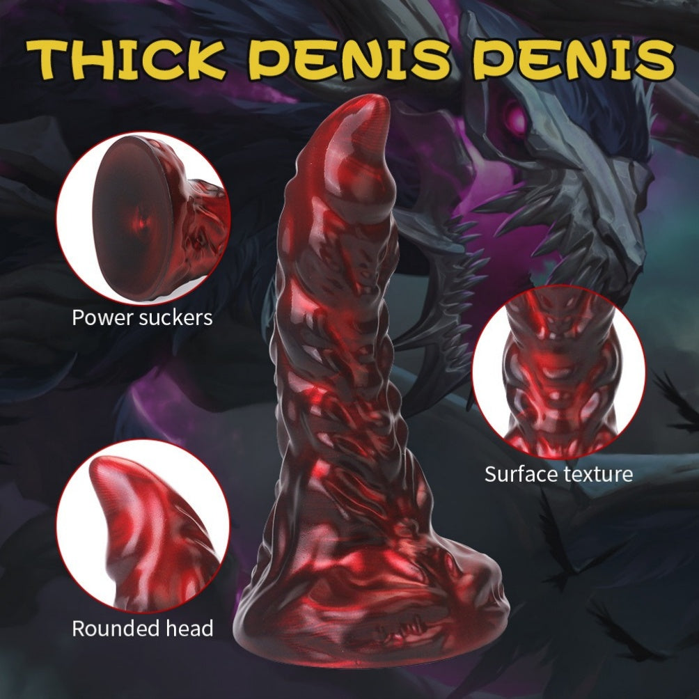 Fantasy Alien Blood Red Silicone Suction Cup Dildo-Vaginal & Anal Orgasmic Massage Sex Toys