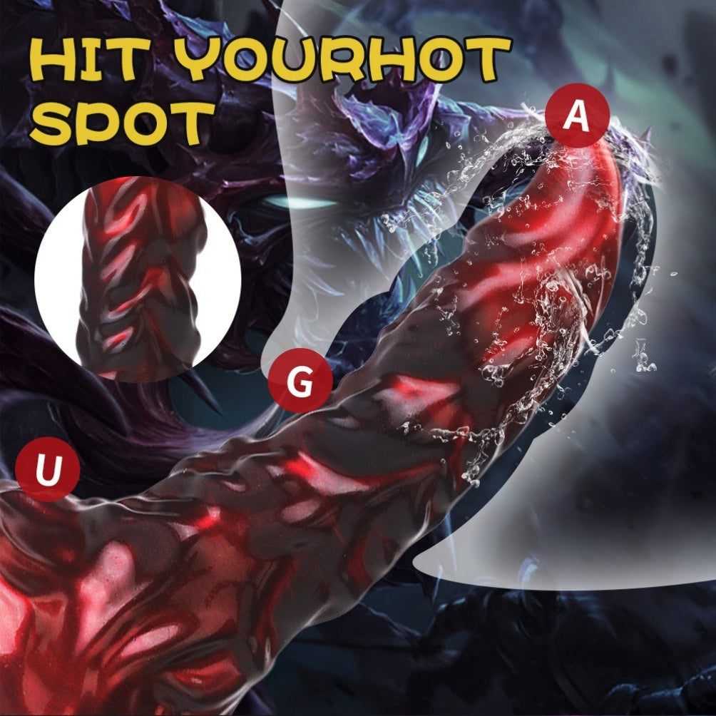 Fantasy Alien Blood Red Silicone Suction Cup Dildo-Vaginal & Anal Orgasmic Massage Sex Toys