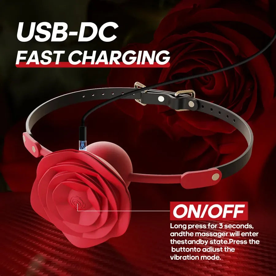 2 In 1 Rose Ball Gag Nipple Clamps