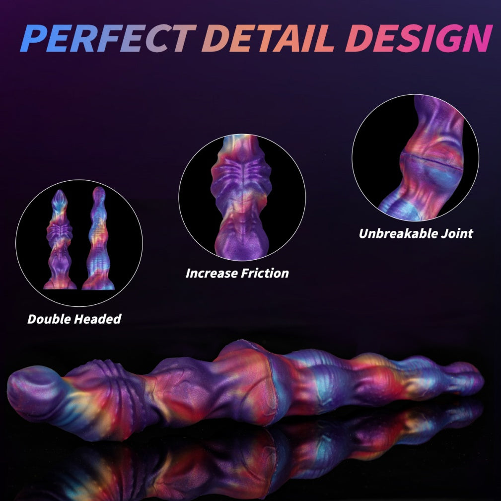 Iridescent Fantasy Double Ended Dildo-Silicone Twin-Knot Dong for Lesbian Couples & Monster Sex Play
