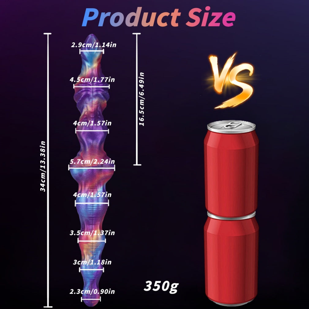 Iridescent Fantasy Double Ended Dildo-Silicone Twin-Knot Dong for Lesbian Couples & Monster Sex Play