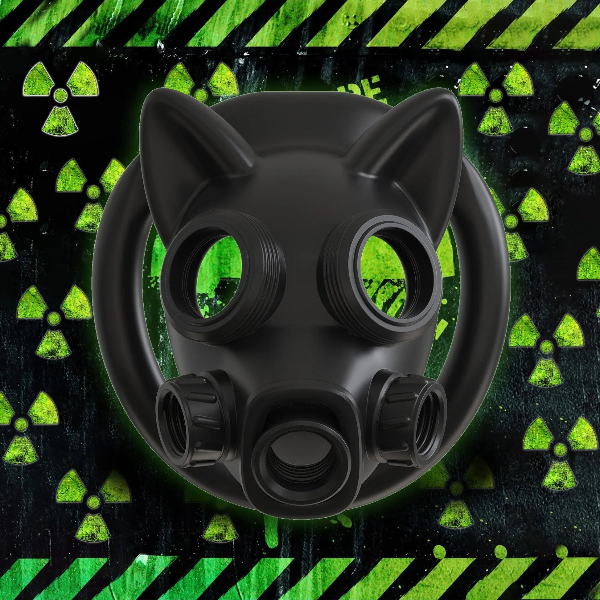 Gas Mask Chastity Lock Set 6 Ring Adjustable Design with Locking Keys
