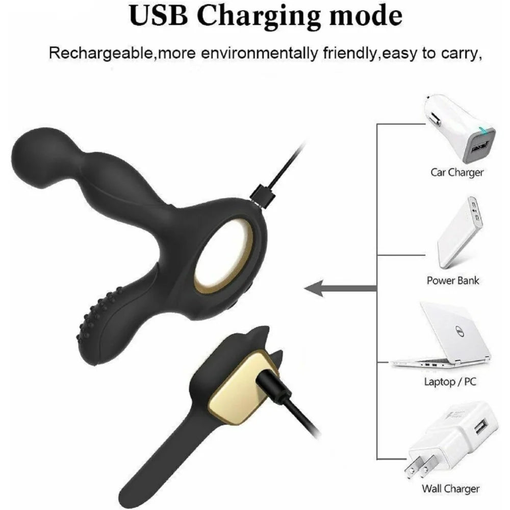 Venusfun Heated Silicone Prostate Massager for Men with Dual Motors 10 Vibration Modes Remote Control
