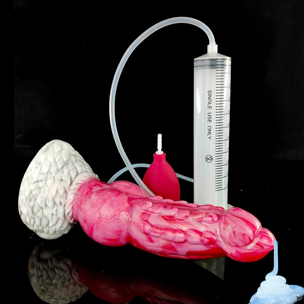 🐉 9.64-Inch Zilla - Knotted Dragon Dildo, Ribbed Ejaculating Toy with Curve