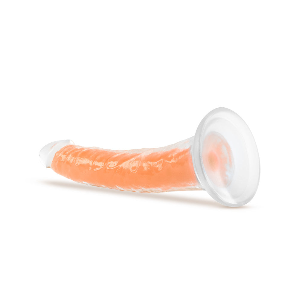 Neo Elite By Blush® | Lavo Glow In The Dark Neon Orange: 7.5-Inch Long Dildo - Made with Purio™ Silicone & SensaFeel® Dual Density Realistic Technology