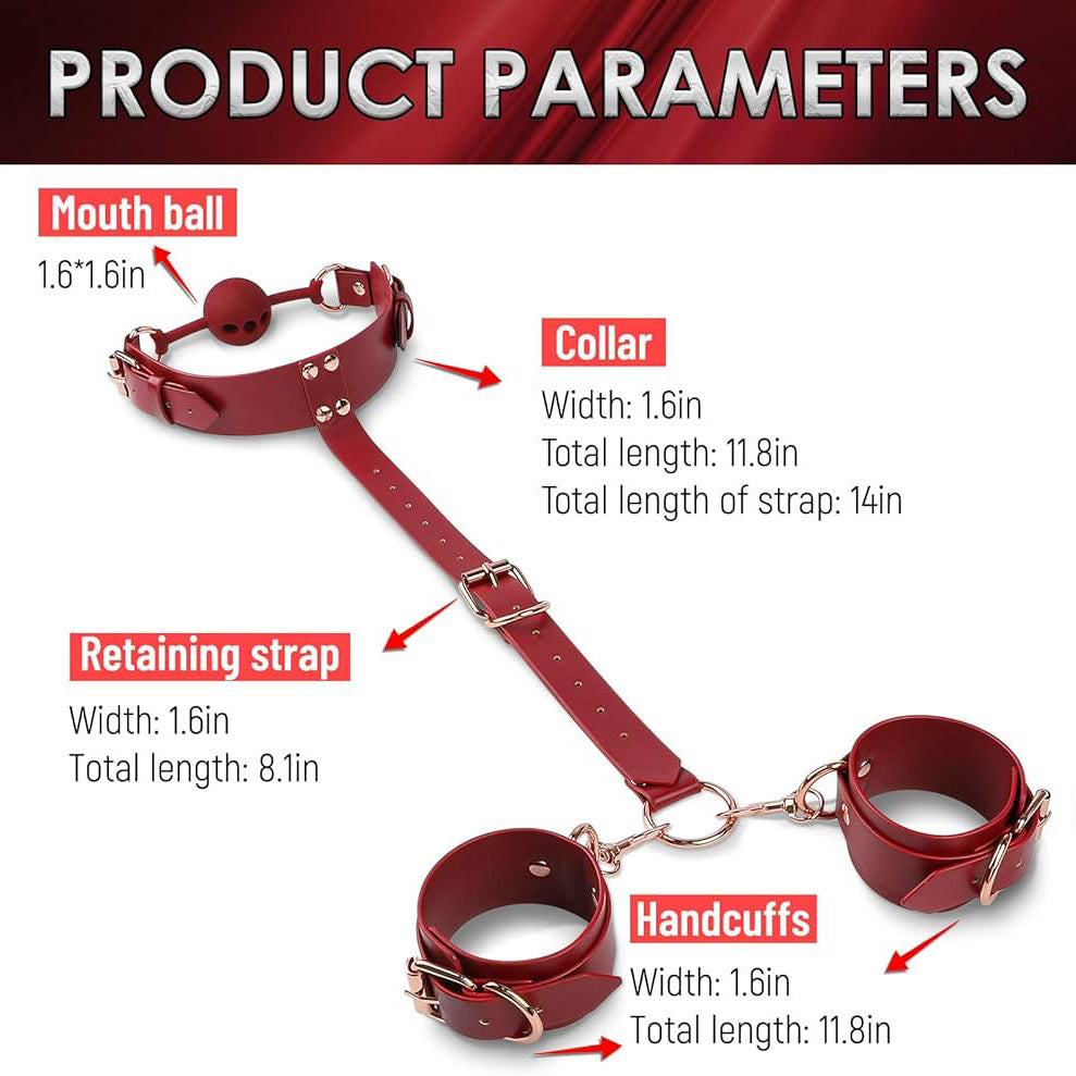 Xinghaoya Leather BDSM Cuffs with Ball Gags