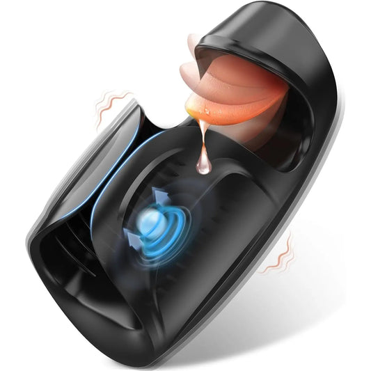 Lickety Split Vibrating Automatic Masturbator w/ Tongue Licking Oral Stimulator