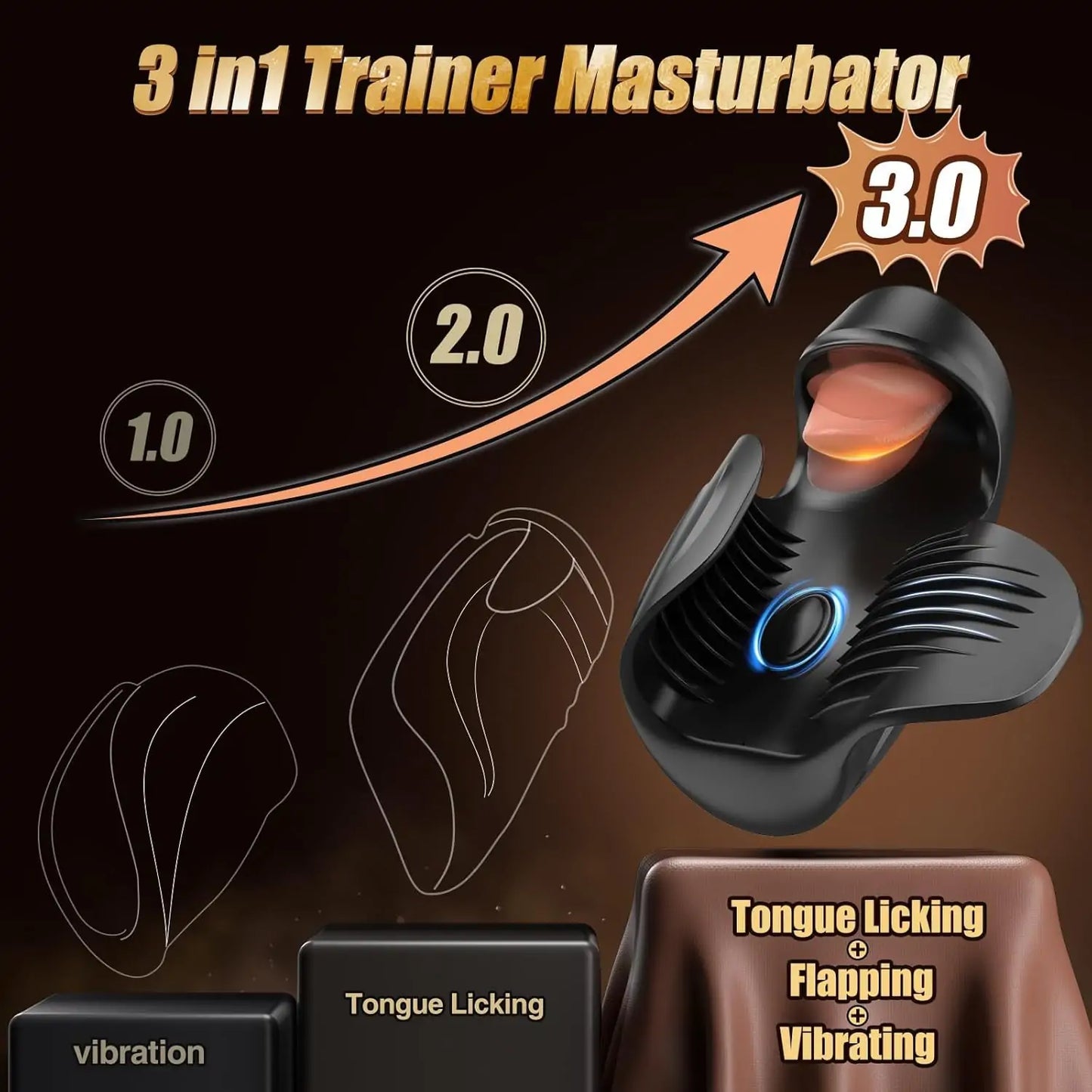 Lickety Split Vibrating Automatic Masturbator w/ Tongue Licking Oral Stimulator
