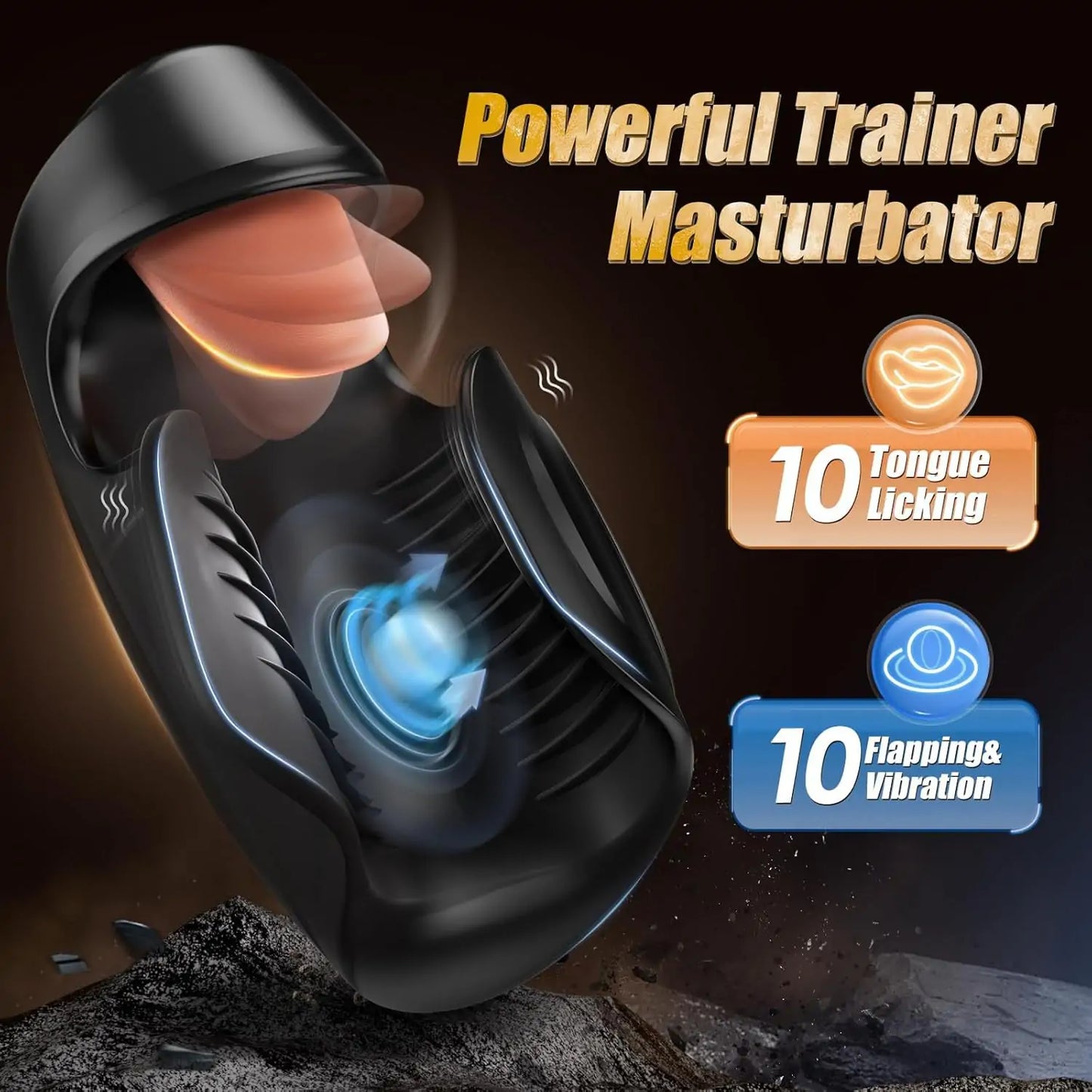 Lickety Split Vibrating Automatic Masturbator w/ Tongue Licking Oral Stimulator