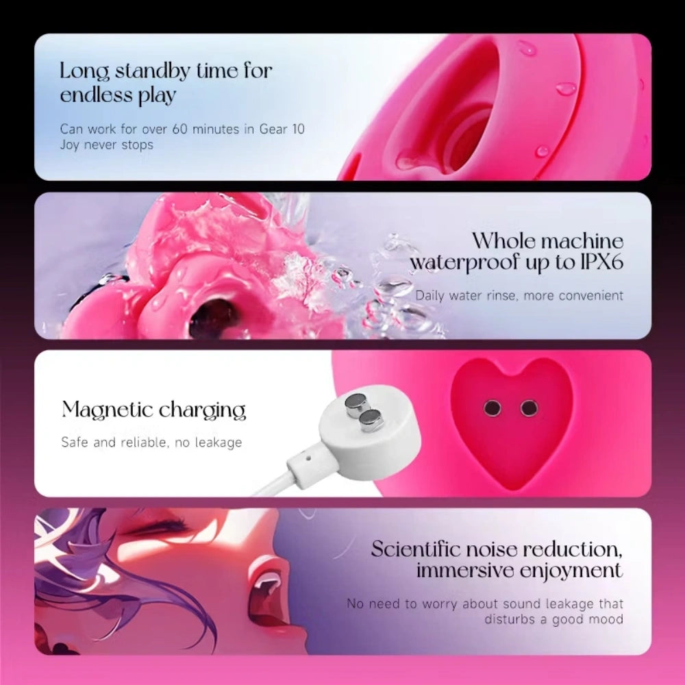 LOCKINK ROMEO Heart Shaped Wearable Clit Suction Vibrator 10 Modes Remote Control