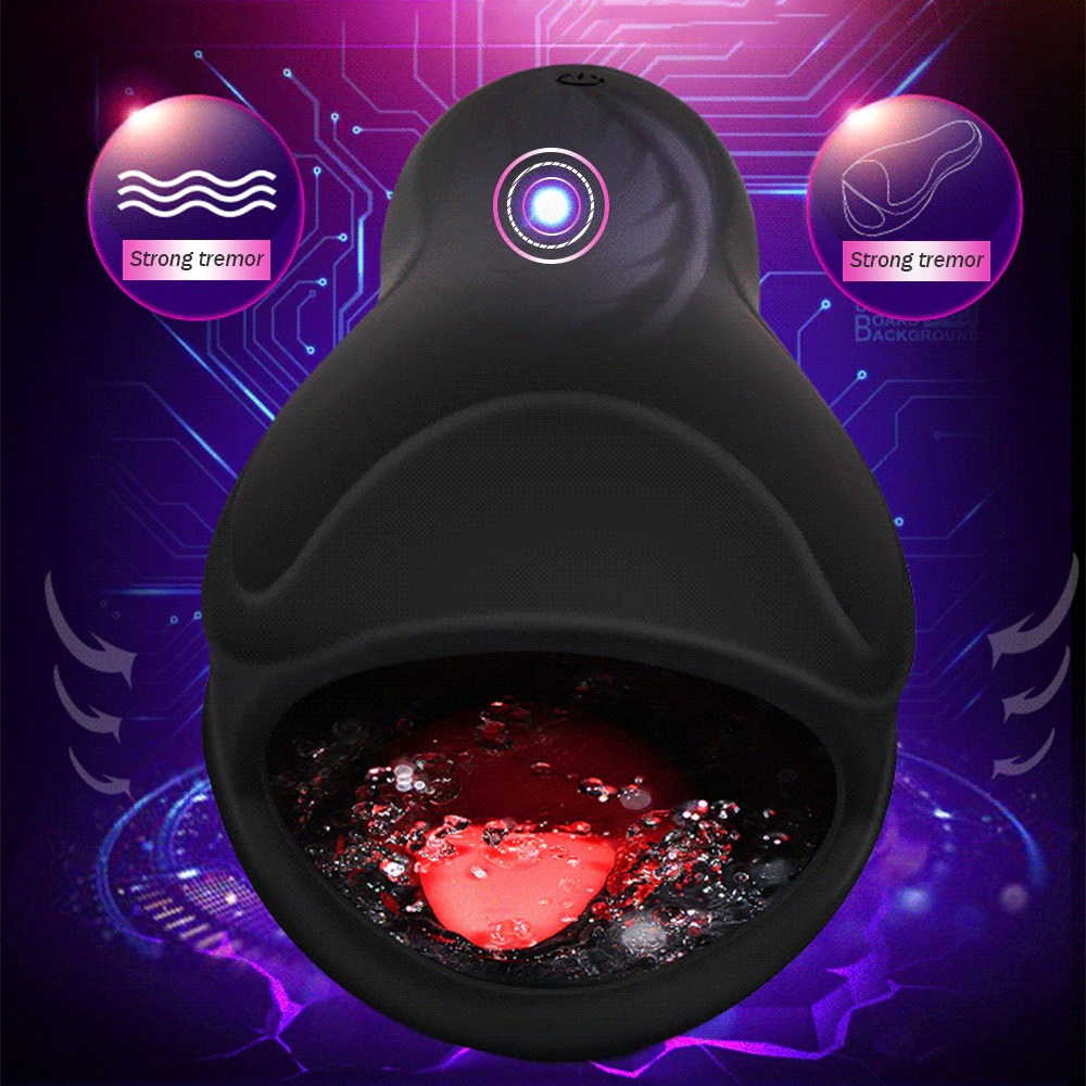 Male Vibrator with 6 Modes Tongue Licking / Adult Sex Toy Penis Head Stimulator