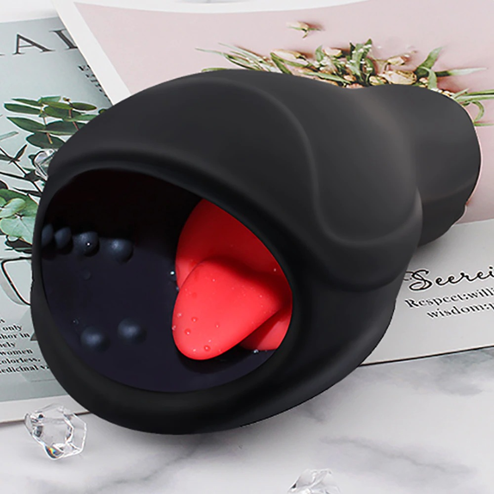 Male Vibrator with 6 Modes Tongue Licking / Adult Sex Toy Penis Head Stimulator