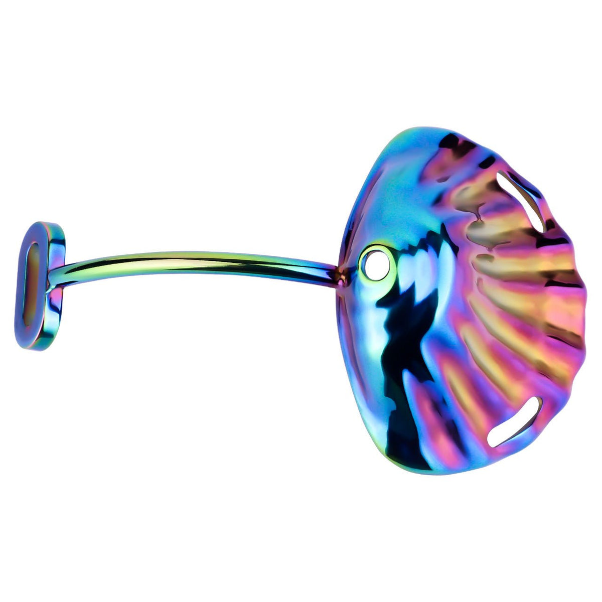 Rainbow Shell-Design Chastity Cage with Red Adjustable Harness