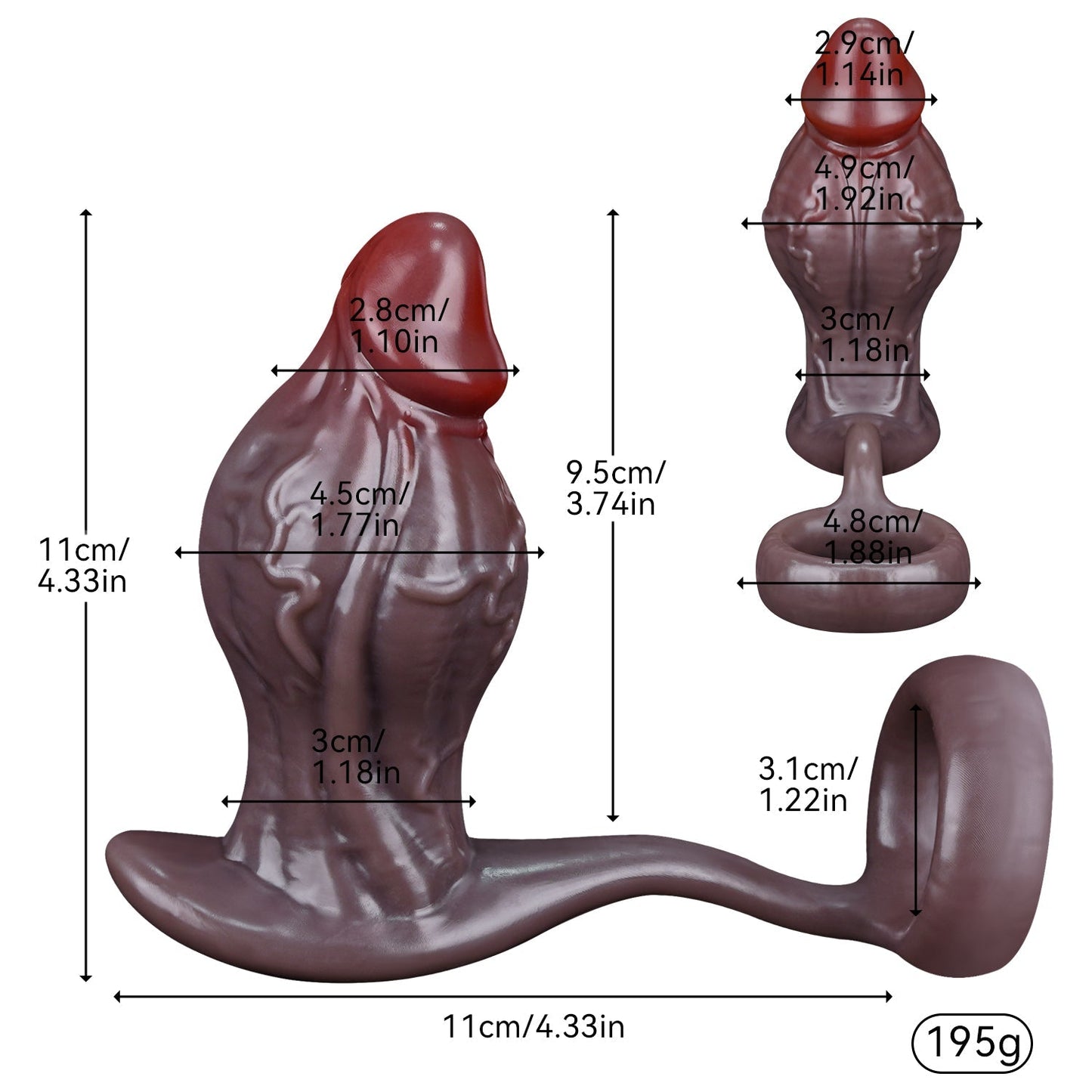 Remote Control Vibrating Butt Plug with Cock Ring, Silicone Prostate