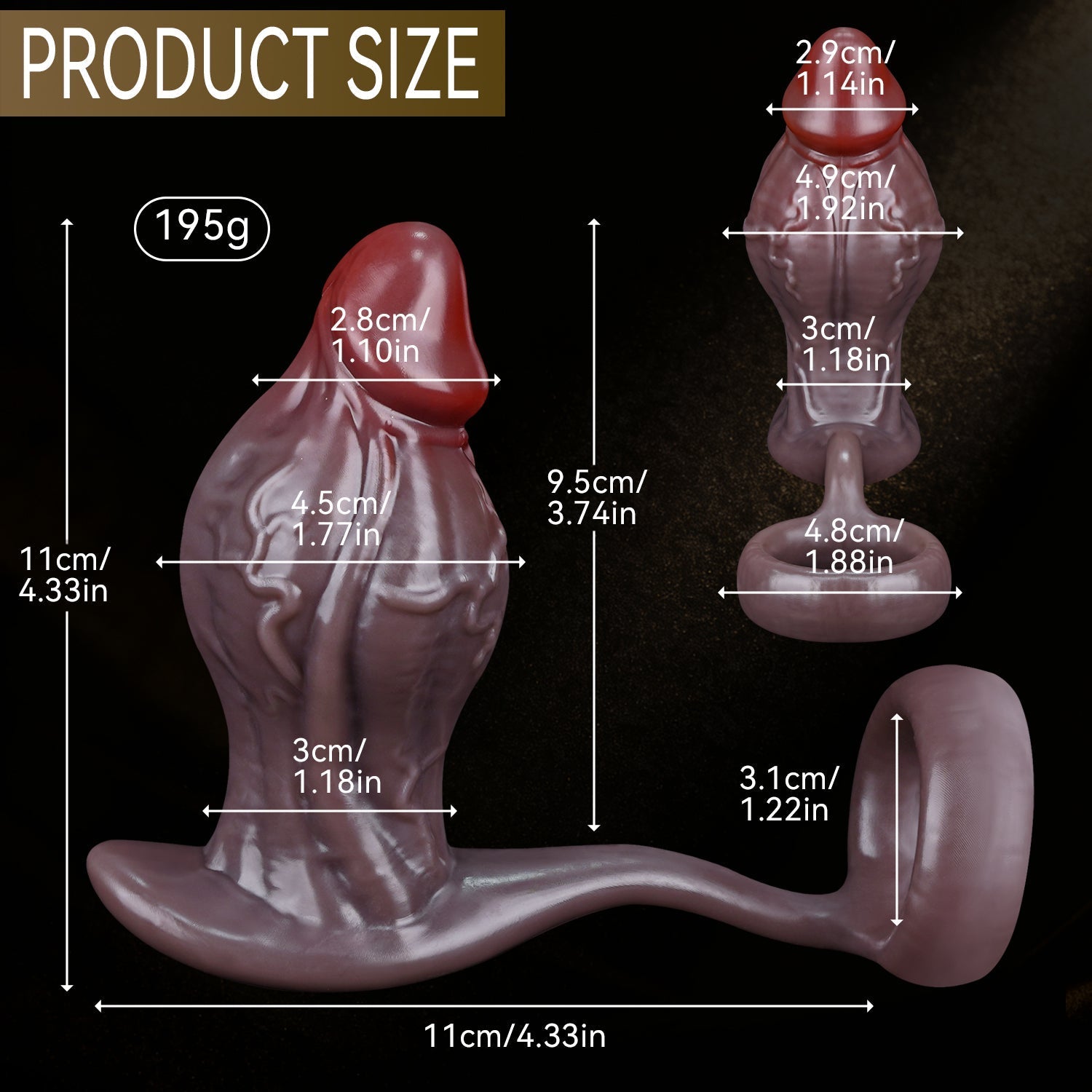 Remote Control Vibrating Butt Plug with Cock Ring, Silicone Prostate