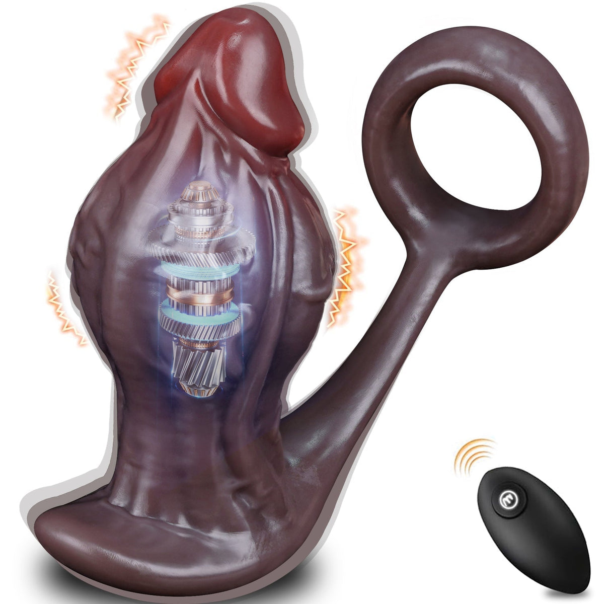 Remote Control Vibrating Butt Plug with Cock Ring, Silicone Prostate