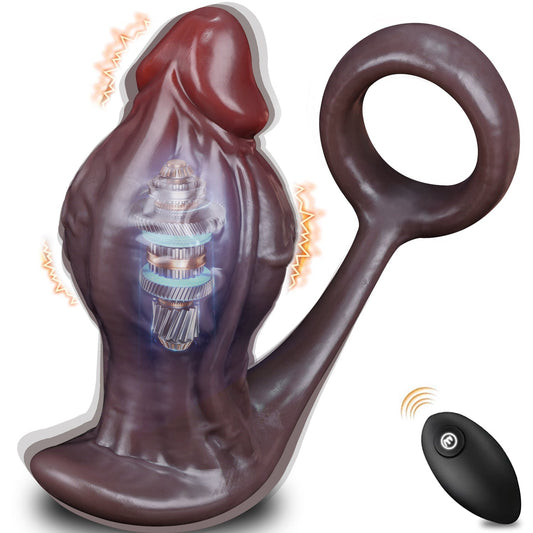 Remote Control Vibrating Butt Plug with Cock Ring, Silicone Prostate