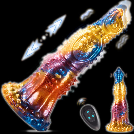 Golden Monster Thrusting Dildo 9 Inches