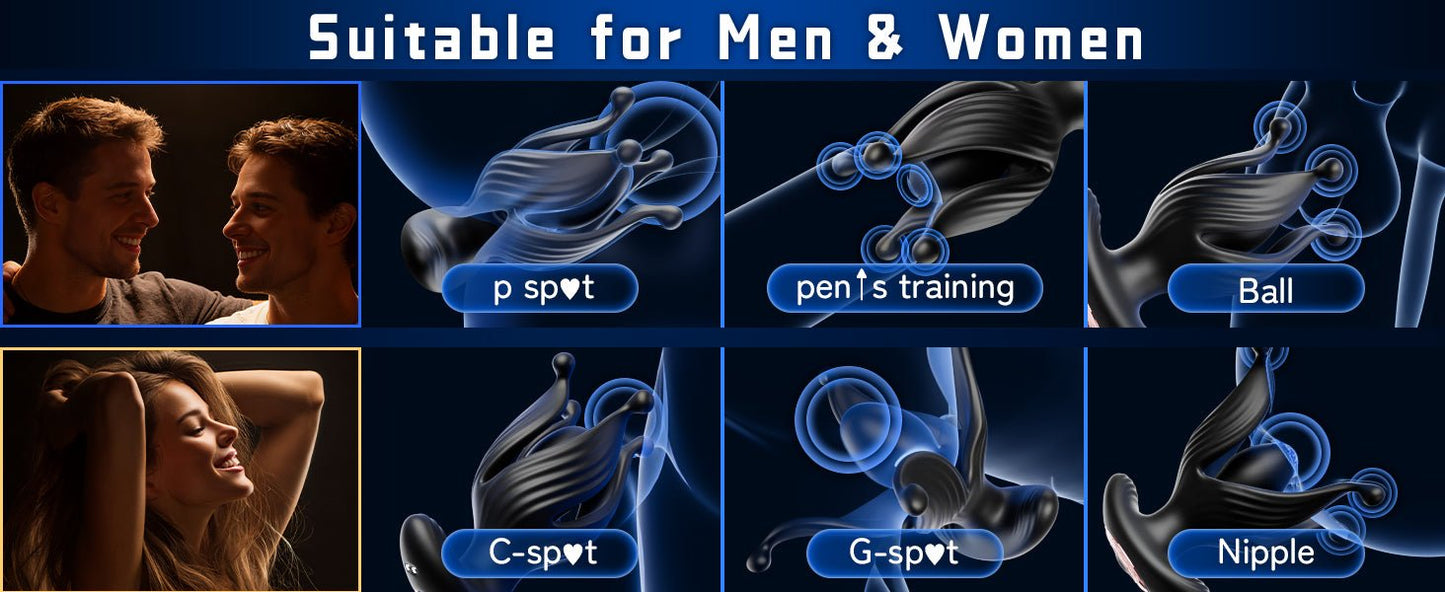 Rotating Expanding Prostate Massager with Vibrating Anal Plug