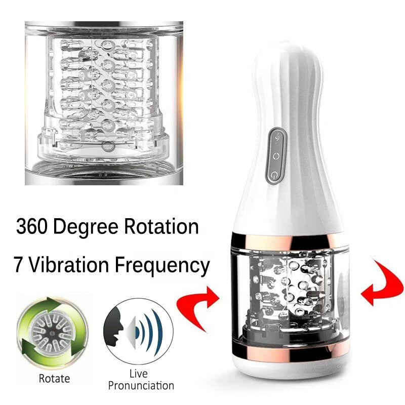 Male Masturbaters Automatic Handsfree Rotating Vibrating Cup Stroker Men Sex Toy