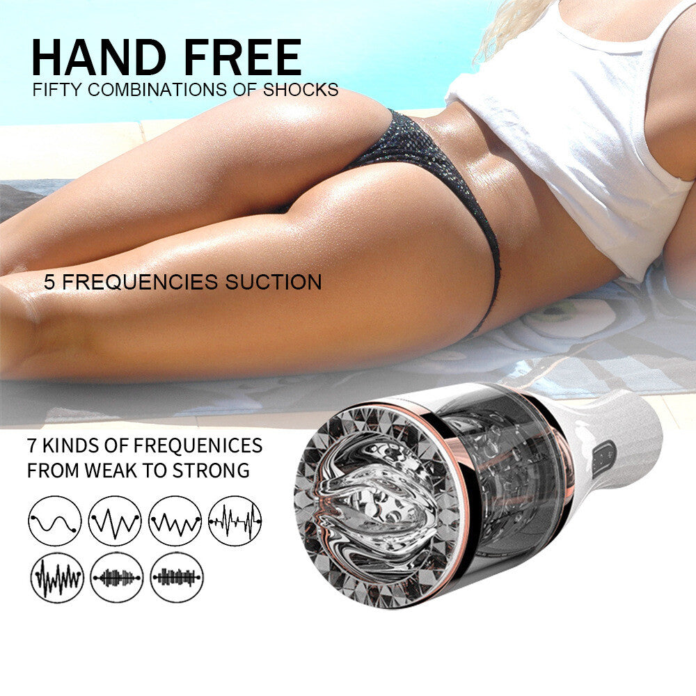 Male Masturbaters Automatic Handsfree Rotating Vibrating Cup Stroker Men Sex Toy
