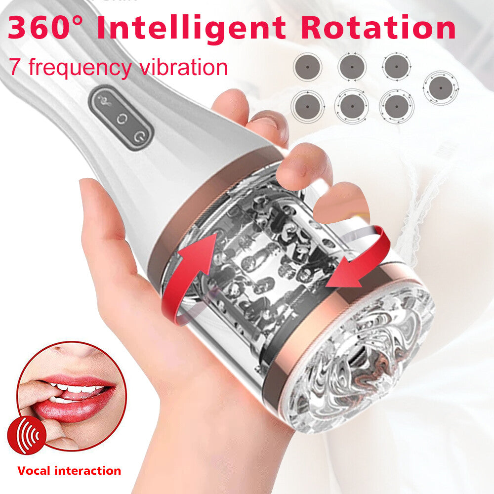 Male Masturbaters Automatic Handsfree Rotating Vibrating Cup Stroker Men Sex Toy