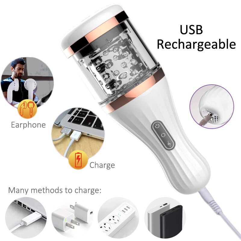 Male Masturbaters Automatic Handsfree Rotating Vibrating Cup Stroker Men Sex Toy