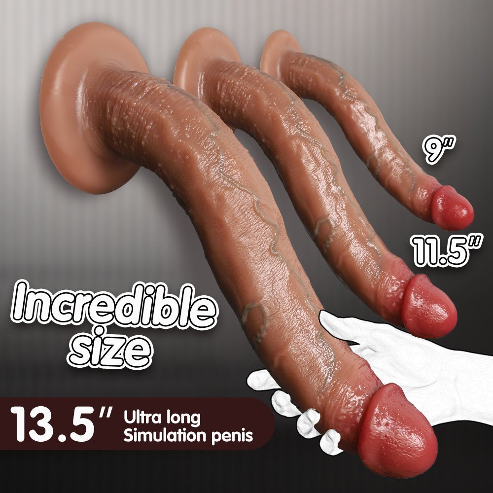Realistic Curved Silicone Dildo with Suction Base