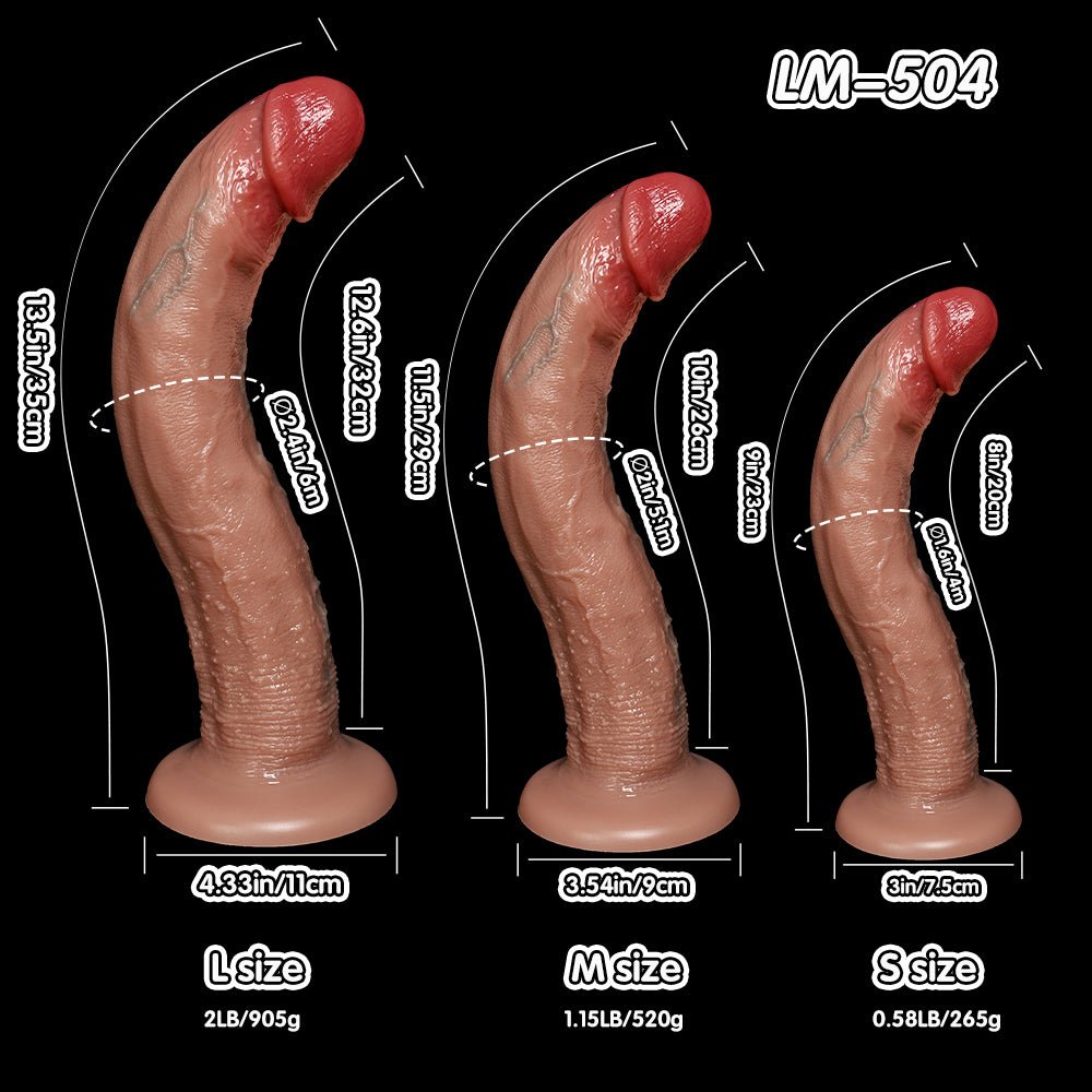 Realistic Curved Silicone Dildo with Suction Base