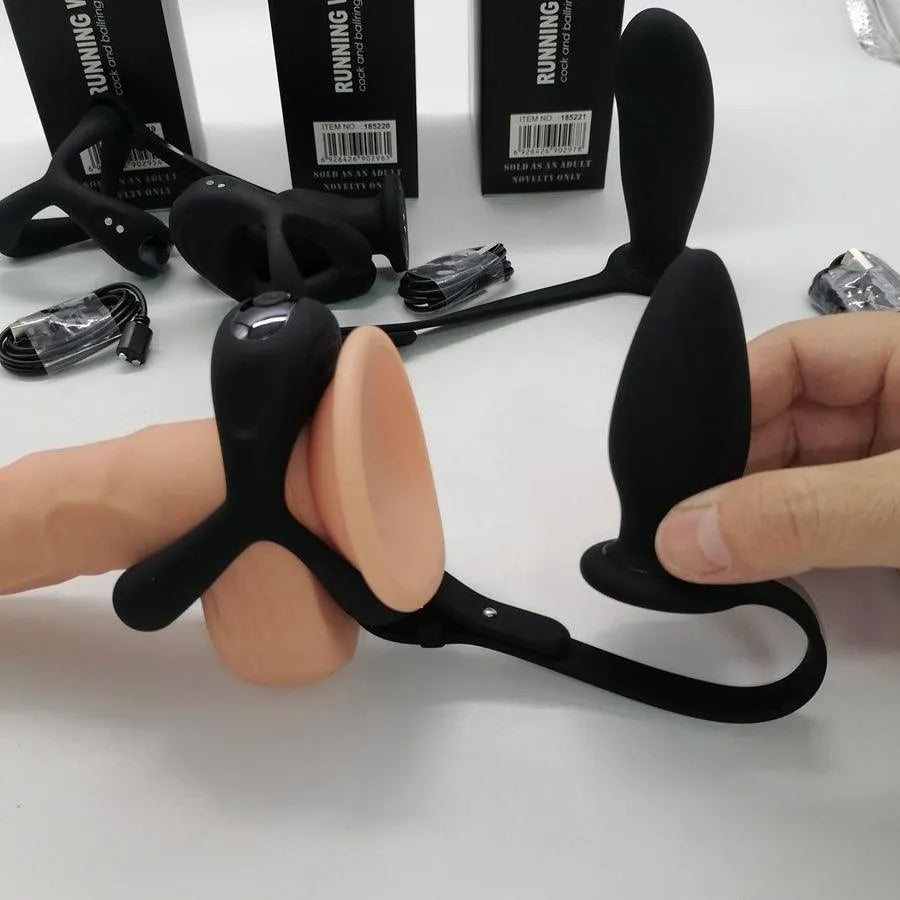 Silicone Vibrating Cock Ring with Anal Vibrator