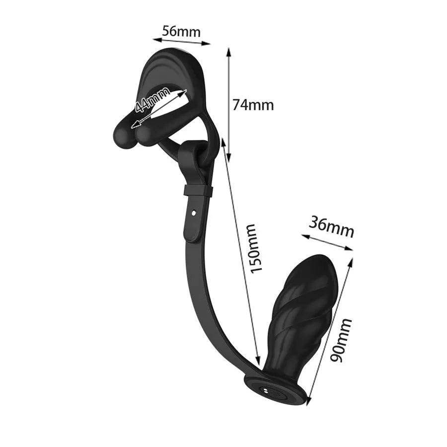 Silicone Vibrating Cock Ring with Anal Vibrator
