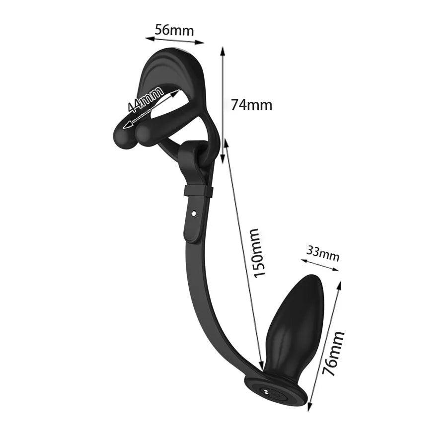 Silicone Vibrating Cock Ring with Anal Vibrator