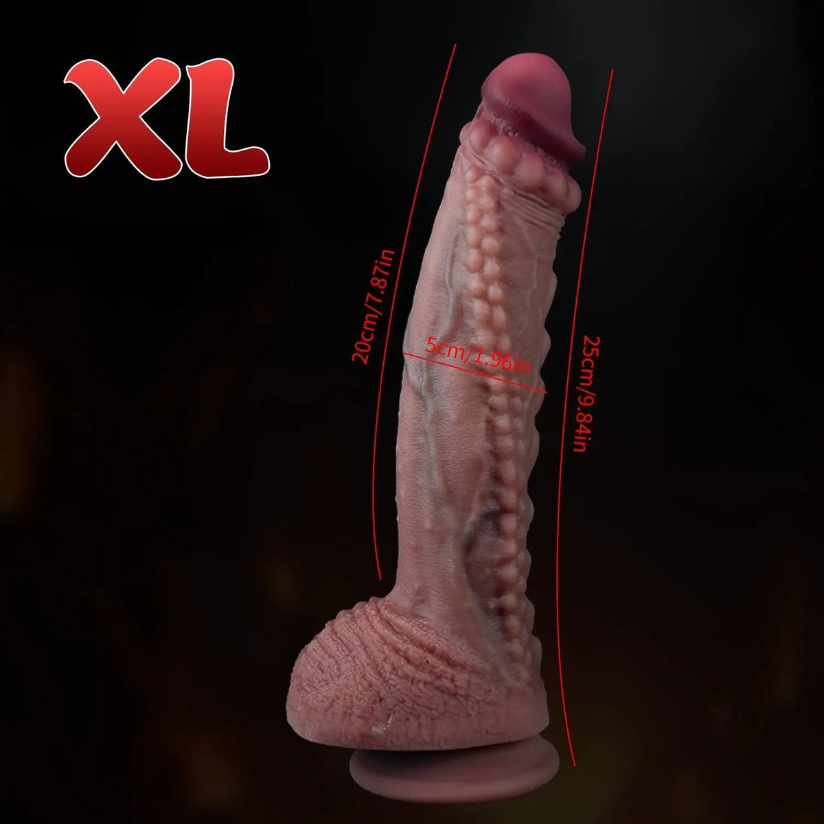 Textured Silicone Dildo with Suction Cup Base