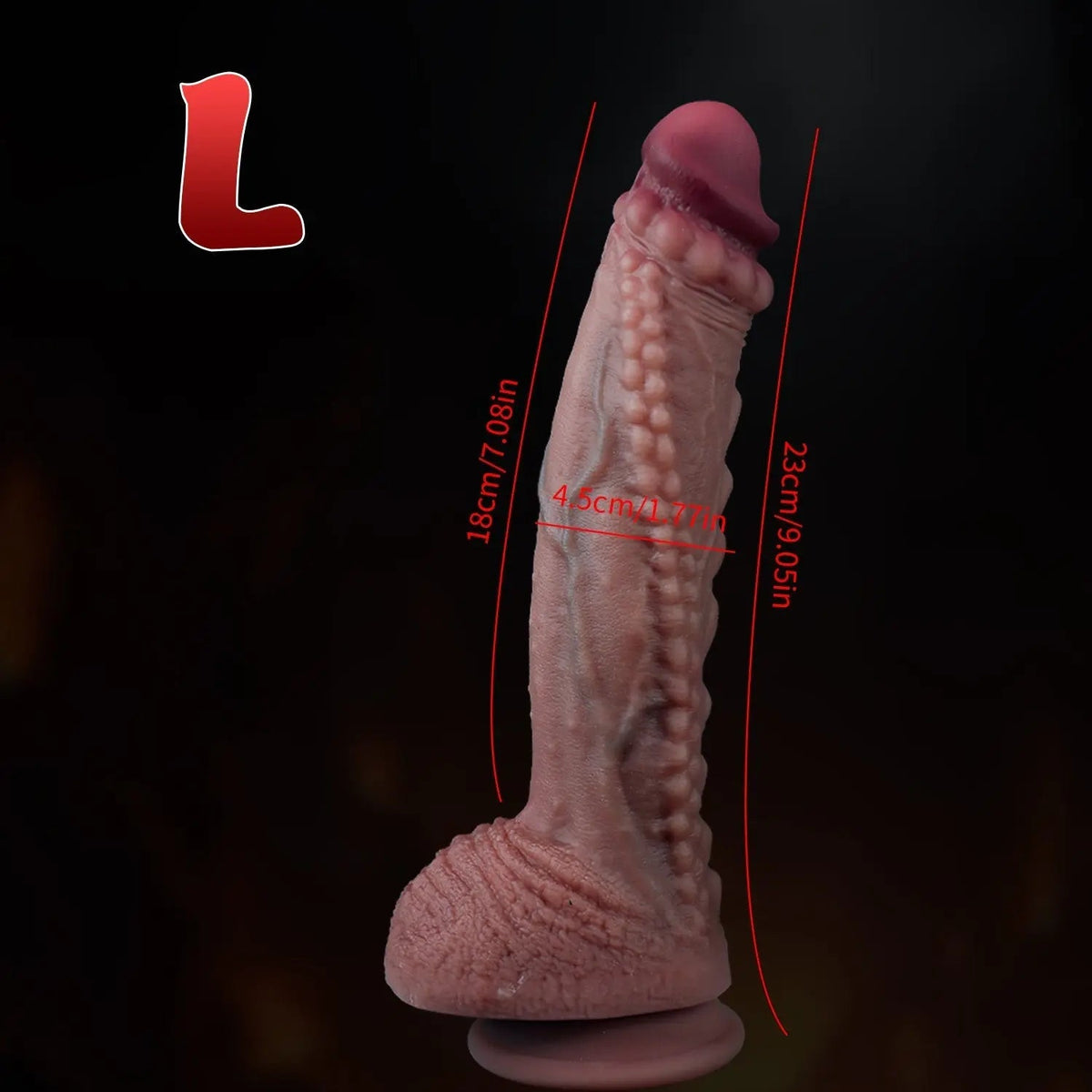 Textured Silicone Dildo with Suction Cup Base