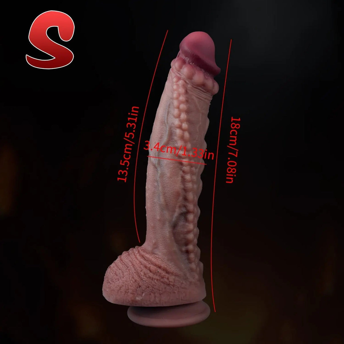 Textured Silicone Dildo with Suction Cup Base