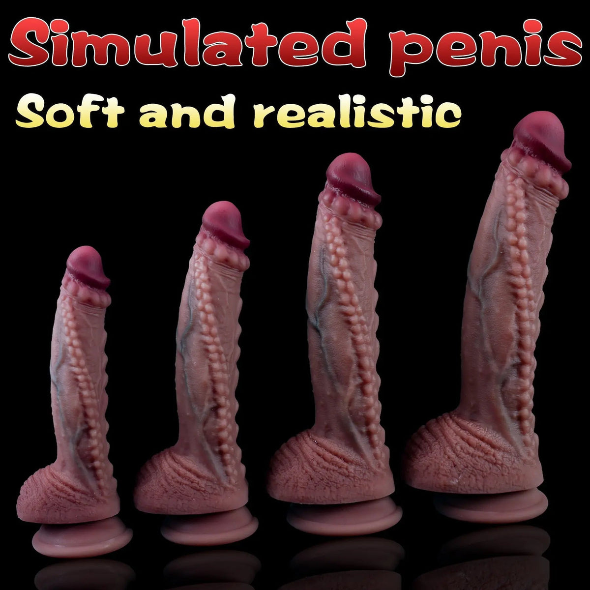 Textured Silicone Dildo with Suction Cup Base