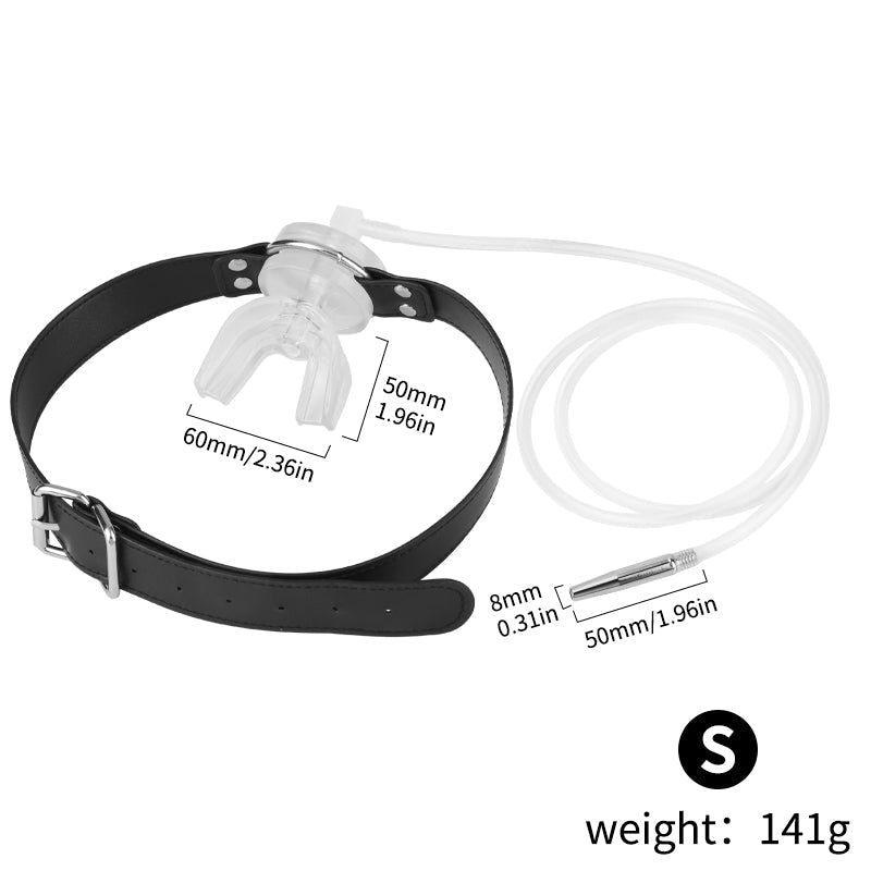 U-Shaped Mouth Gag with Urethral Sound Attachment – Adjustable Strap BDSM Training Set