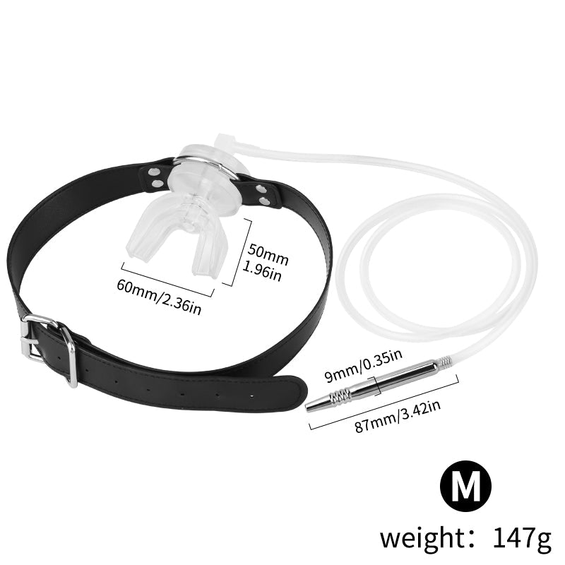 U-Shaped Mouth Gag with Urethral Sound Attachment – Adjustable Strap BDSM Training Set