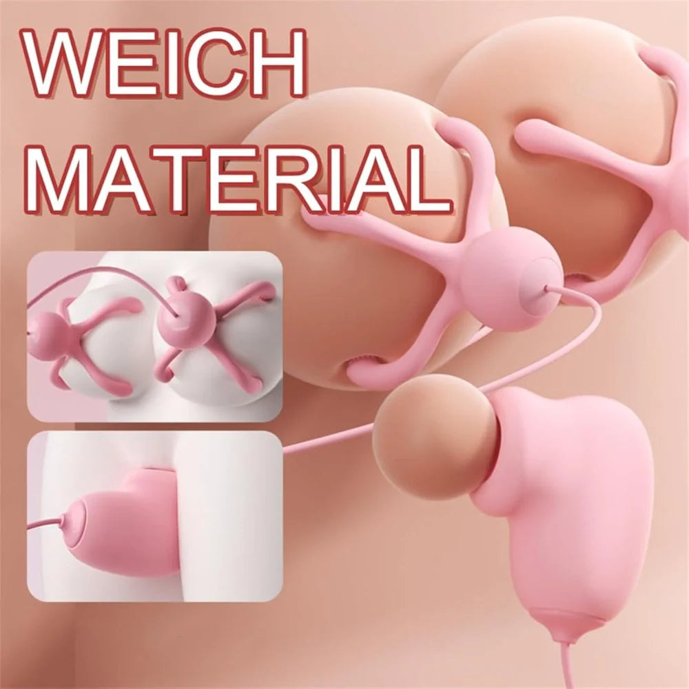 Venusfun Octopus Silicone Breast And Clitoral Massager 2 In 1 Nipple Vibrator With 20 Modes