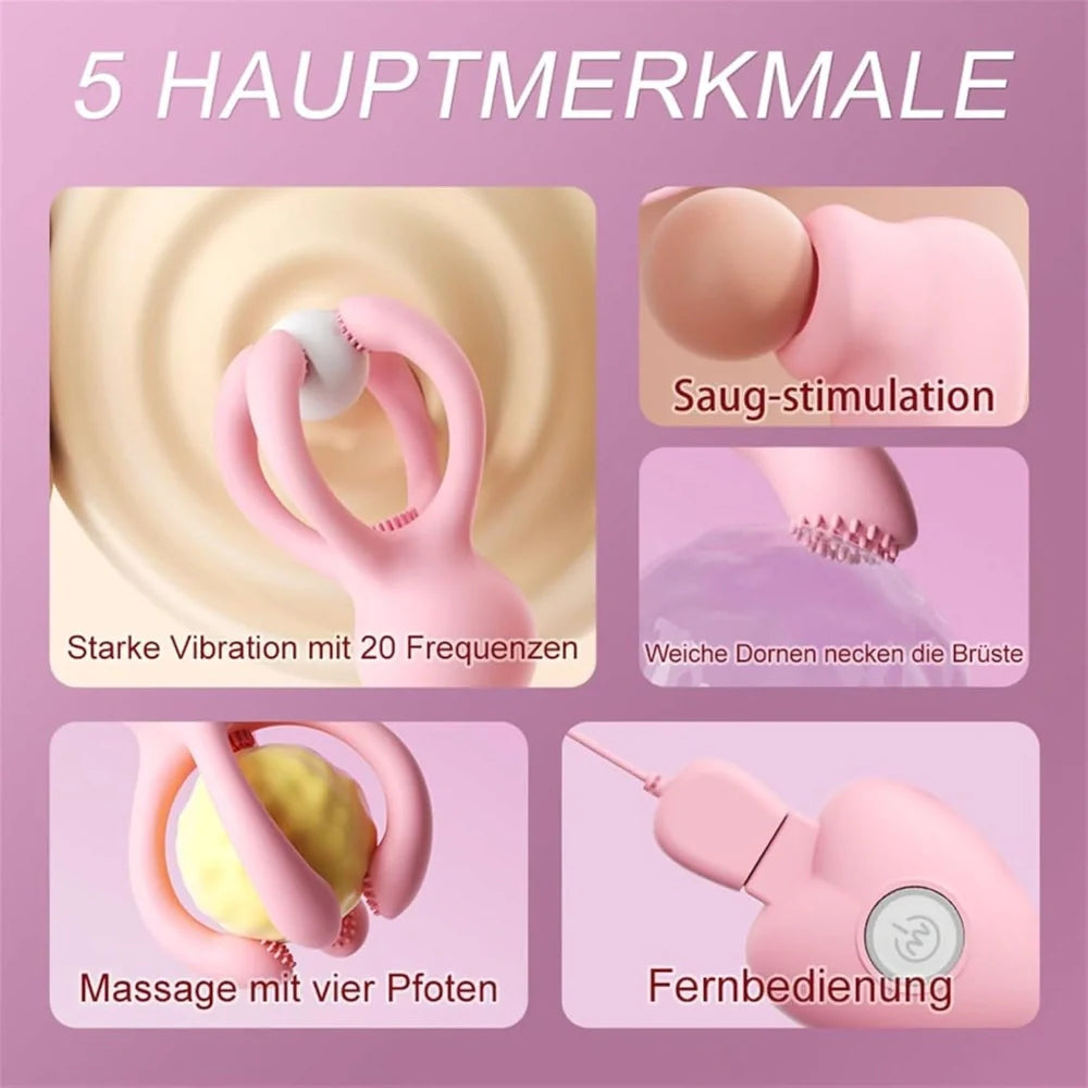 Venusfun Octopus Silicone Breast And Clitoral Massager 2 In 1 Nipple Vibrator With 20 Modes