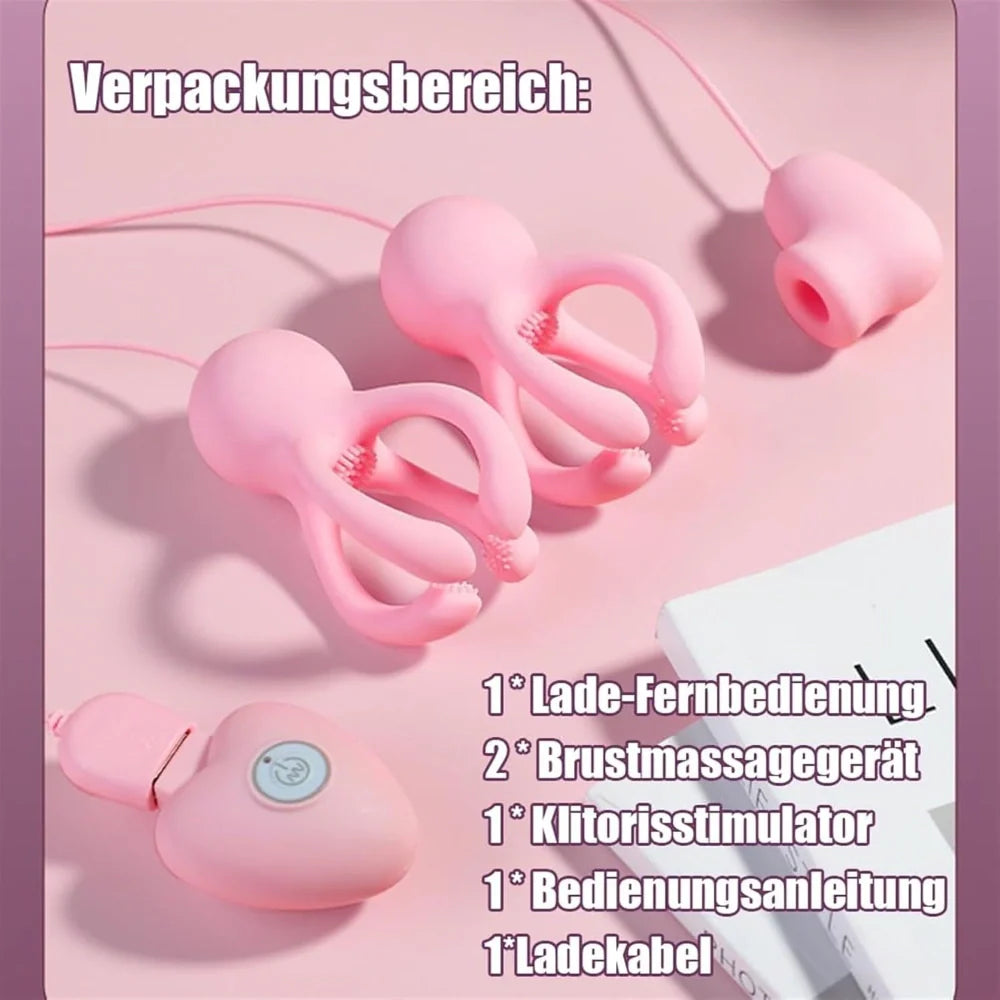 Venusfun Octopus Silicone Breast And Clitoral Massager 2 In 1 Nipple Vibrator With 20 Modes
