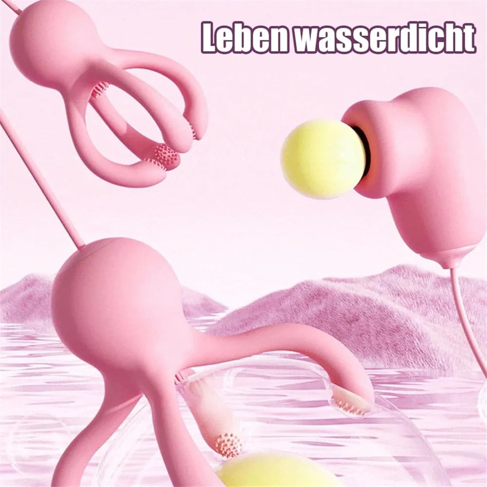 Venusfun Octopus Silicone Breast And Clitoral Massager 2 In 1 Nipple Vibrator With 20 Modes